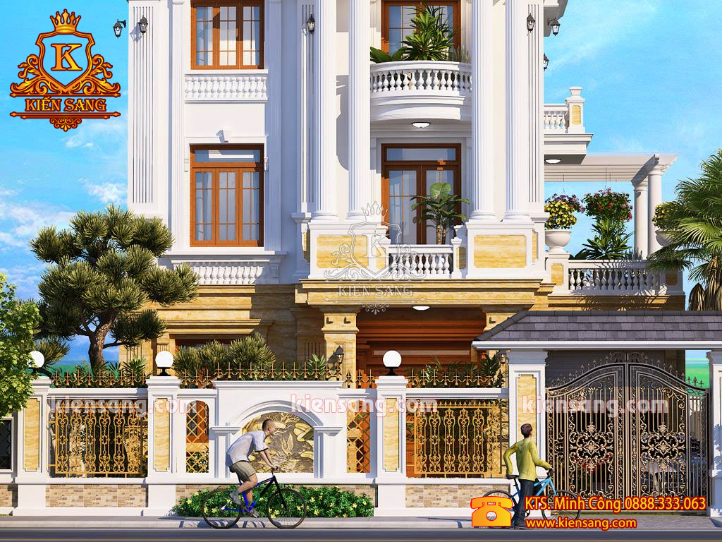 Thiết kế biệt thự 3 tầng tân cổ điển siêu đẹp tại Thái Nguyên