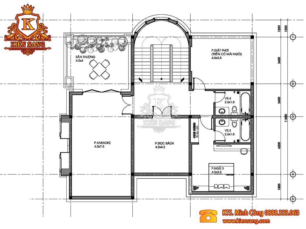 Biệt thự 2 tầng cổ điển 2 mặt tiền