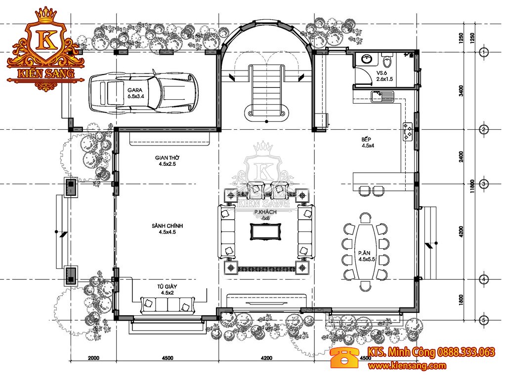 Biệt thự 2 tầng cổ điển 2 mặt tiền