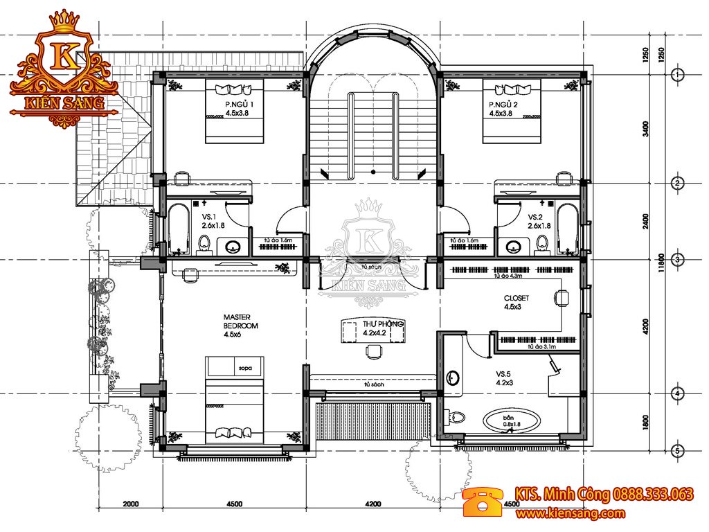 Biệt thự 2 tầng cổ điển 2 mặt tiền