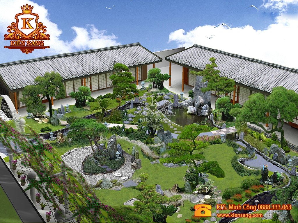 Mẫu thiết kế tiểu cảnh sân vườn tại Hai Bà Trưng - Kiensang.com