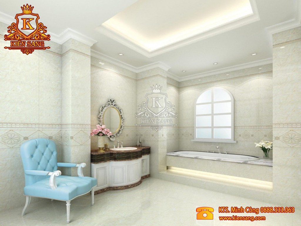 Mẫu thiết kế nội thất phòng tắm biệt thự cổ điển
