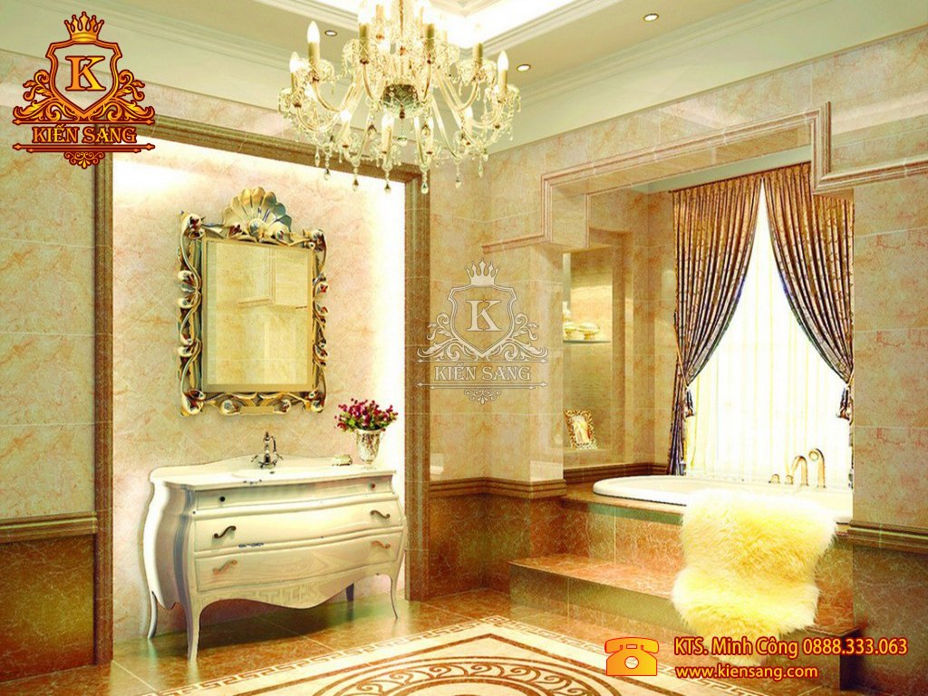 Mẫu thiết kế nội thất phòng tắm biệt thự cổ điển