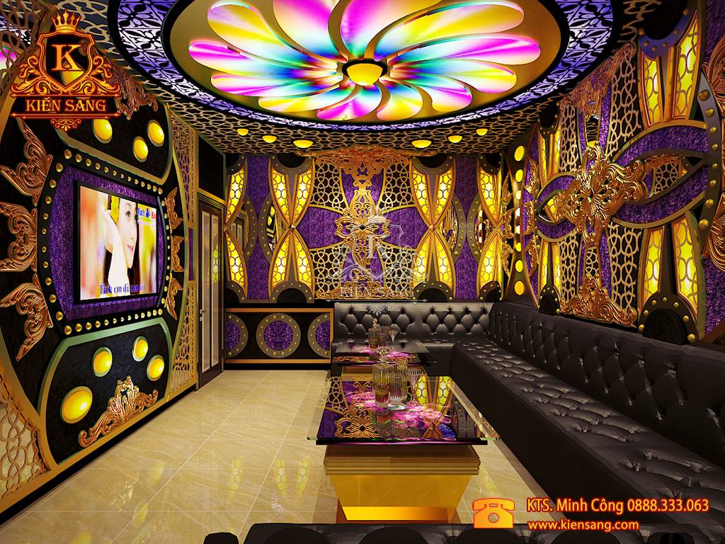 Mẫu thiết kế nội thất phòng Karaoke biệt thự cổ điển