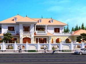 Mẫu bản vẽ dinh thự 2 tầng tân cổ điển