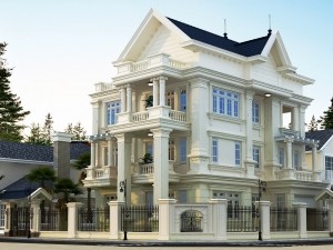 Biệt thự 3 tầng cổ điển kiểu chữ L