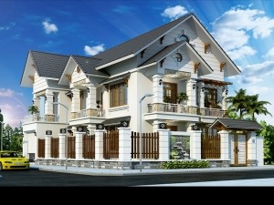 Nhà phố 2 tầng tân cổ điển kiểu chữ L