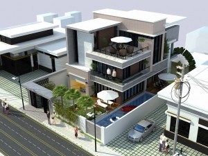 Biệt thự 3 tầng hiện đại 1 mặt tiền