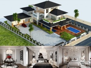 Biệt thự sân vườn 3 tầng hiện đại