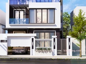 Mẫu nhà biệt thự 3 tầng mái lệch