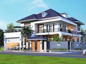 Mẫu biệt thự 2 tầng mái nhật hiện đại tại Vĩnh Phúc