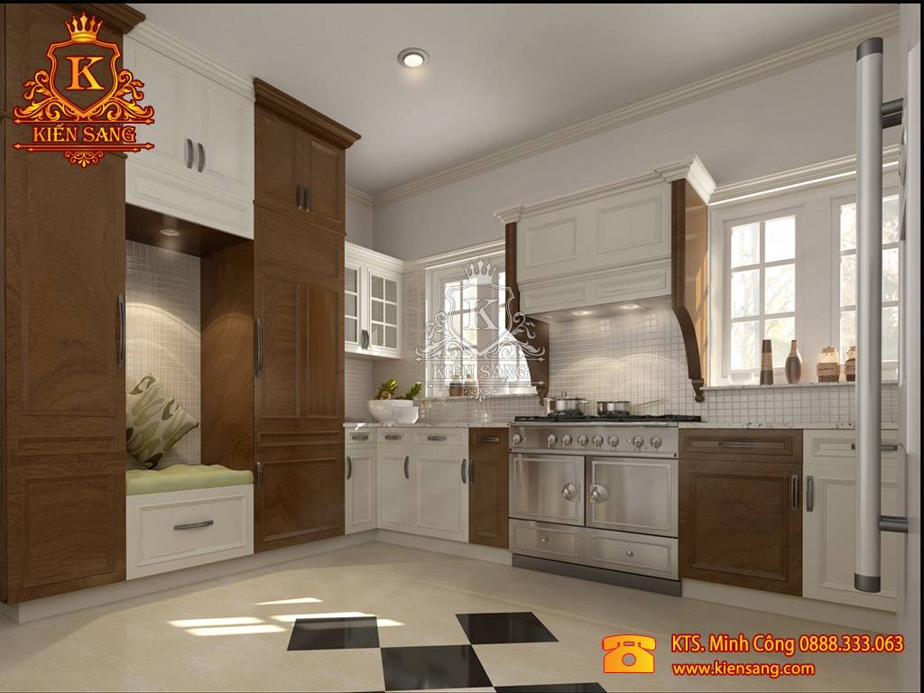 Mẫu thiết kế nội thất phòng bếp nhà phố đẹp